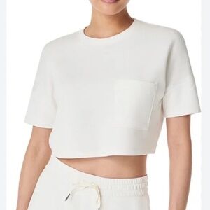Spanx AirEssentials Cropped Tee Ivory Size Small